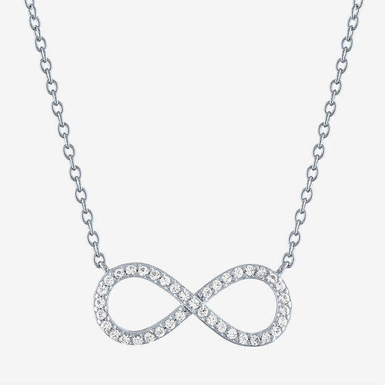 Limited Time Special! Womens Lab Created White Sapphire Sterling Silver Infinity Pendant Necklace