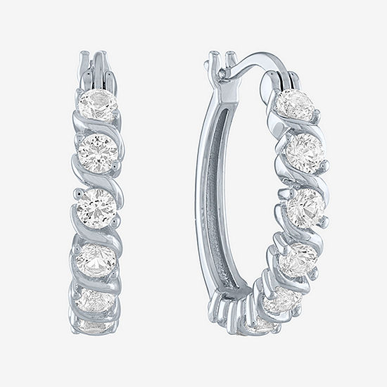 Limited Time Special! Lab Created White Sapphire Sterling Silver 18mm Round Hoop Earrings