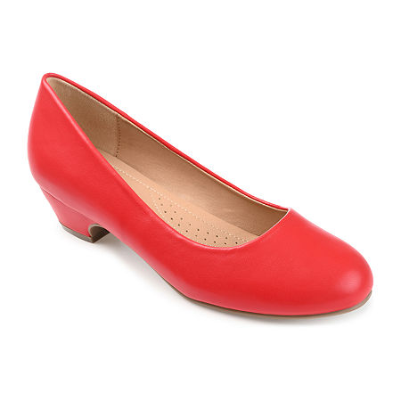 Journee Collection Womens Saar Round Closed Toe Block Heel Pumps, 6 Wide, Red