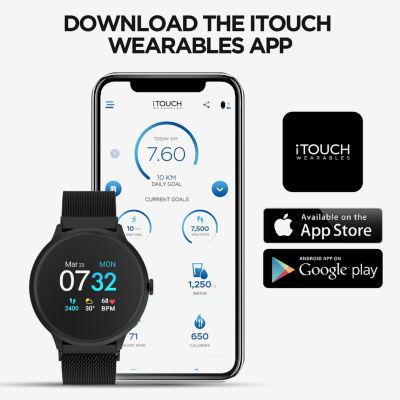 iTouch Sport 3 for Men: Silver Case with Black Strap Smartwatch (45mm) 500015S-51-B02