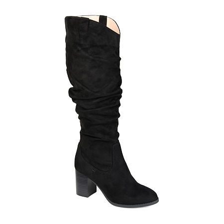 Journee Collection Womens Aneil Wide Calf Stacked Heel Over the Knee Boots, 9 Medium, Black