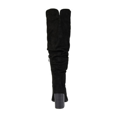 Journee Collection Womens Aneil Wide Calf Stacked Heel Over the Knee Boots