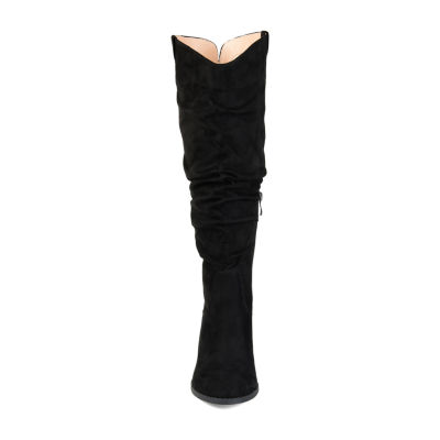 Journee Collection Womens Aneil Wide Calf Stacked Heel Over the Knee Boots