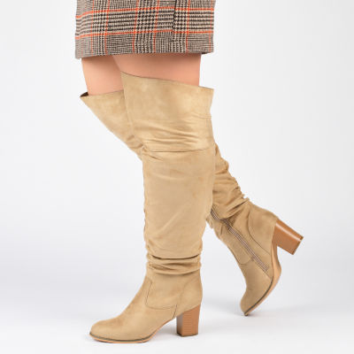 Journee Collection Womens Kaison Extra Wide Calf Stacked Heel Over the Knee Boots