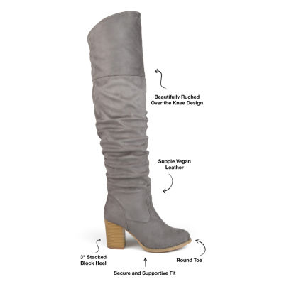 Journee Collection Womens Kaison Extra Wide Calf Stacked Heel Over the Knee Boots