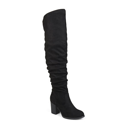 Journee Collection Womens Kaison Stacked Heel Dress Boots, 6 Wide, Black