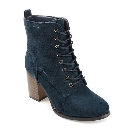 Journee Collection Womens Baylor Stacked Heel Booties, 9 Wide, Blue