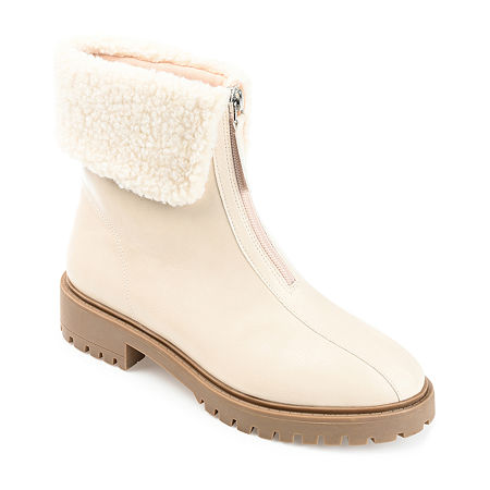 Vintage Boots- Winter Rain and Snow Boots History Journee Collection Womens Fynn Flat Heel Booties 10 Medium White $68.59 AT vintagedancer.com