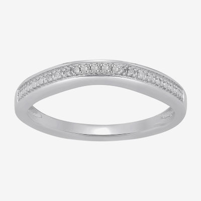 Surrounded by Love Womens 2MM Diamond Accent Natural White Diamond Sterling Silver Wedding Band