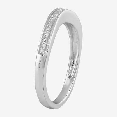 Surrounded by Love Womens 2MM Diamond Accent Natural White Diamond Sterling Silver Wedding Band