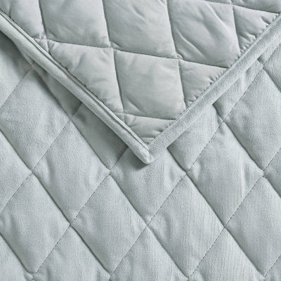 Laura Ashley Diamond Stitch Velvet Quilt Set