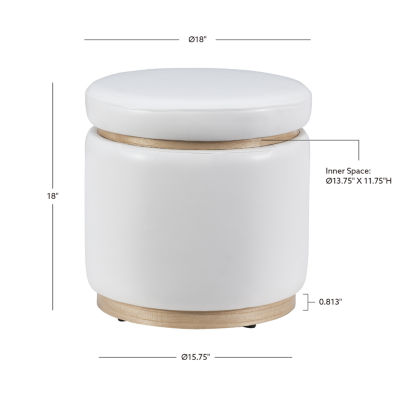 Berlinda Faux Leather Round Storage Ottoman