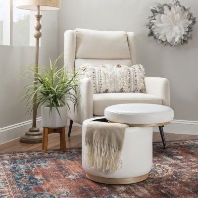 Berlinda Faux Leather Round Storage Ottoman