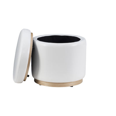 Berlinda Faux Leather Round Storage Ottoman