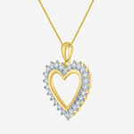 Womens 1/10 CT. T.W. Mined White Diamond 14K Gold Over Silver Heart Pendant Necklace