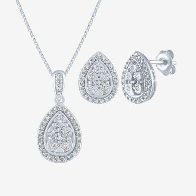 1 CT. T.W. Mined White Diamond Sterling Silver Pear 2-pc. Jewelry Set