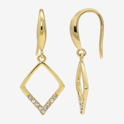 Sparkle Allure Crystal 14K Gold Over Brass Diamond Drop Earrings