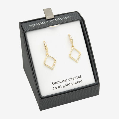 Sparkle Allure Crystal 14K Gold Over Brass Diamond Drop Earrings