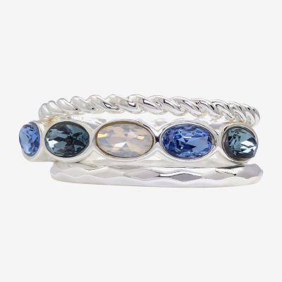 Sparkle Allure 3-pc. Crystal Pure Silver Over Brass Oval Ring Sets