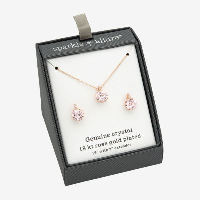 Sparkle Allure Pink 2-pc. Crystal 18K Rose Gold Over Brass Round Jewelry Set