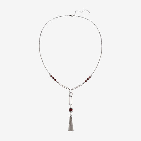 Mixit Silver Tone Womens 32 Inch Y Necklace, One Size, Red