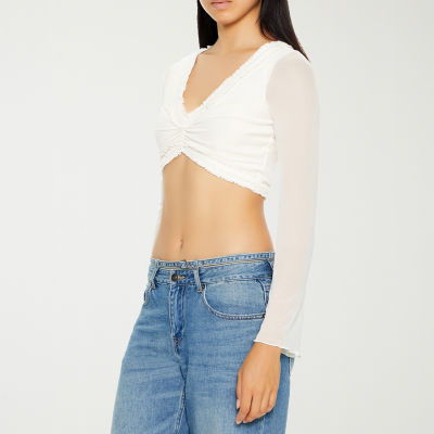 Forever 21 Womens Long Sleeve Crop Top Juniors