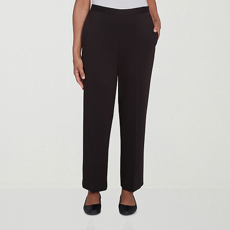 Alfred Dunner Runway Ready Womens Straight Pull-On Pants, Petite Medium, Black