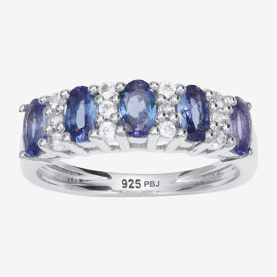 Womens Genuine Purple Tanzanite Sterling Silver Oval Cocktail Ring