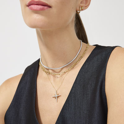 Diamond Addiction (G-H / Si2-I1) Womens 10K Gold 8 Inch Hollow Paperclip Chain Bracelet