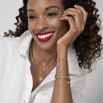 Yes, Please! Womens Lab Created White Sapphire Sterling Silver Bolo Bracelet