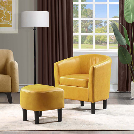 Take A Seat Churchill Accent Chair With Ottoman, One Size, Yellow