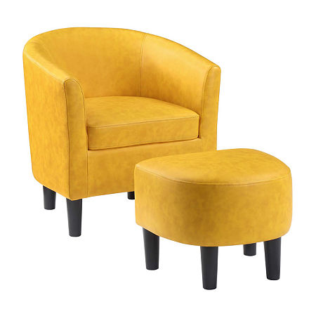 Take A Seat Churchill Accent Chair With Ottoman, One Size, Yellow