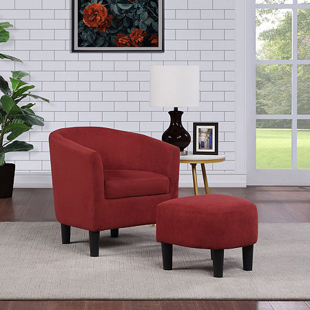 Take A Seat Churchill Accent Chair With Ottoman, One Size, Red