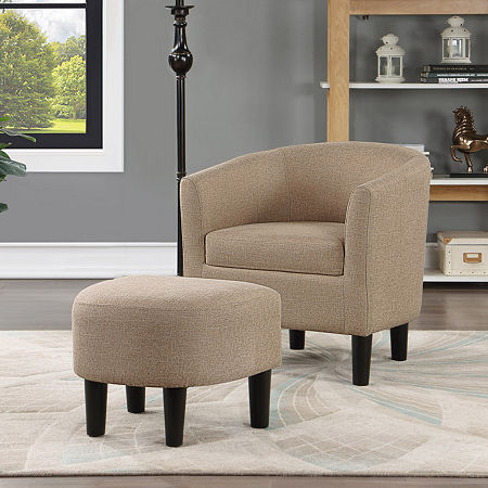 Take A Seat Churchill Accent Chair With Ottoman, One Size, Beige