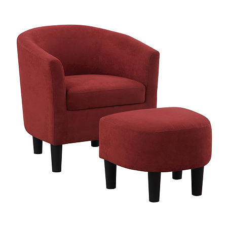 Take A Seat Churchill Accent Chair With Ottoman, One Size, Red