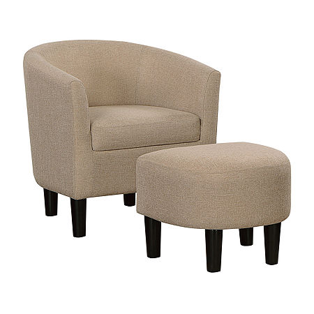 Take A Seat Churchill Accent Chair With Ottoman, One Size, Beige