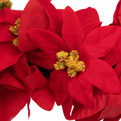 Northlight Red Poinsettia Floral Unlit Indoor Christmas Garland