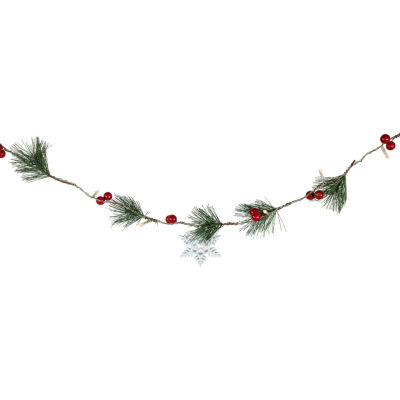 Northlight Pine Berry And Snowflake White Lights Pre-Lit Indoor Christmas Garland