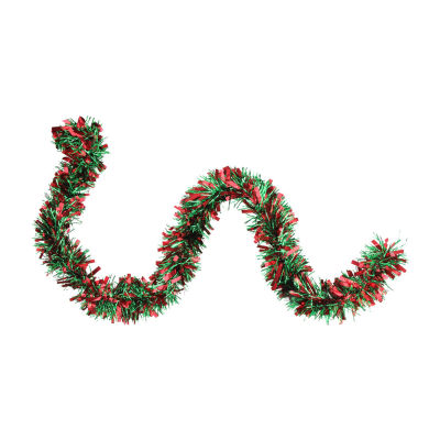 Northlight Red And Green Wide Cut Tinsel Unlit Indoor Christmas Garland