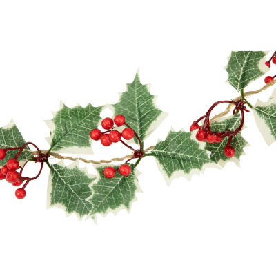 Northlight Holly And Berry White Led Lights Pre-Lit Indoor Christmas Garland