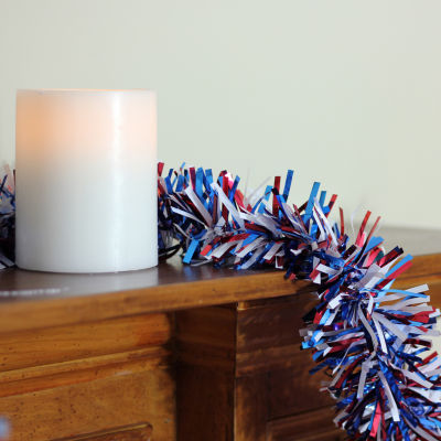 Northlight Red And Blue Wide Cut Patriotic Tinsel Unlit Indoor Christmas Garland