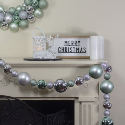 Northlight Silver And Seafoam Green 3-Finish Ball Indoor Christmas Garland