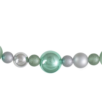 Northlight Silver And Seafoam Green 3-Finish Ball Indoor Christmas Garland