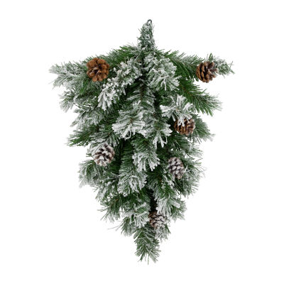 Northlight Snowy Flocked Angel Pine With Pine Cones Unlit Christmas Swags