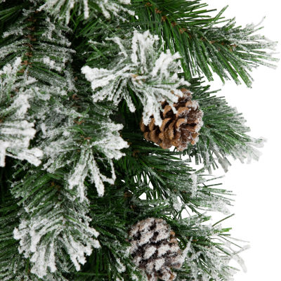 Northlight Snowy Flocked Angel Pine With Pine Cones Unlit Christmas Swags