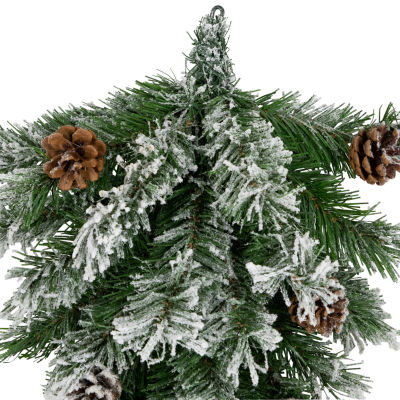 Northlight Snowy Flocked Angel Pine With Pine Cones Unlit Christmas Swags