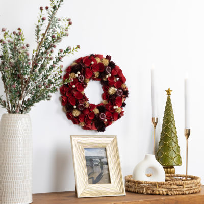 Northlight Wooden Roses Apples And Pearls Unlit Wreath