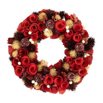 Northlight Wooden Roses Apples And Pearls Unlit Wreath