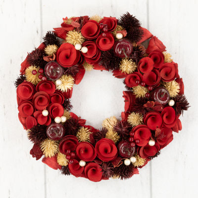 Northlight Wooden Roses Apples And Pearls Unlit Wreath