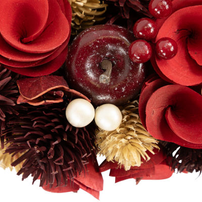 Northlight Wooden Roses Apples And Pearls Unlit Wreath